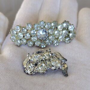 Two Vintage Rhinestone Brooch Pin